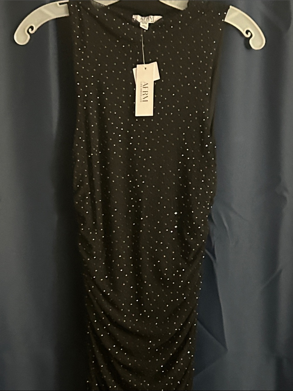 AFRM Black Midi Dress with Silver Rhinestones formal wedding dances